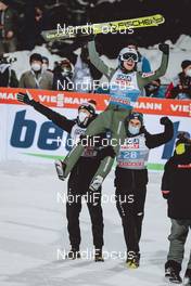 06.01.2021, Bischofshofen, Austria (AUT): Kamil Stoch (POL), Dawid Kubacki (POL), Piotr Zyla (POL) , (l-r)- FIS world cup ski jumping men, four hills tournament, individual HS142, Bischofshofen (AUT). www.nordicfocus.com. © EXPA/JFK/NordicFocus. Every downloaded picture is fee-liable.