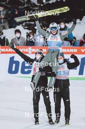 06.01.2021, Bischofshofen, Austria (AUT): Dawid Kubacki (POL), Kamil Stoch (POL), Piotr Zyla (POL),  (l-r)  - FIS world cup ski jumping men, four hills tournament, individual HS142, Bischofshofen (AUT). www.nordicfocus.com. © EXPA/JFK/NordicFocus. Every downloaded picture is fee-liable.