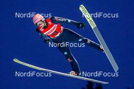 10.01.2021, Titisee-Neustadt, Germany (GER): Karl Geiger (GER) - FIS world cup ski jumping men, individual HS142, Titisee-Neustadt (GER). www.nordicfocus.com. © Volk/NordicFocus. Every downloaded picture is fee-liable.
