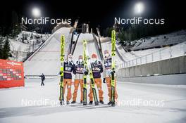 23.01.2021, Lahti, Finland (FIN): Karl Geiger (GER), Markus Eisenbichler (GER), Martin Hamann (GER), Pius Paschke (GER), (l-r)  - FIS world cup ski jumping men, team HS130, Lahti (FIN). www.nordicfocus.com. © Modica/NordicFocus. Every downloaded picture is fee-liable.