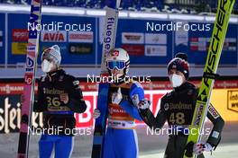 30.01.2021 Willingen, Germany (GER): Daniel Andre Tande (NOR), Halvor Egner Granerud (NOR), Kamil Stoch (POL), group - FIS world cup ski jumping men, individual HS147, Willingen (GER). www.nordicfocus.com. © Reichert/NordicFocus. Every downloaded picture is fee-liable.