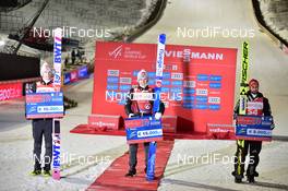 31.01.2021 Willingen, Germany (GER): Daniel Andre Tande (NOR), Halvor Egner Granerud (NOR), Markus Eisenbichler (GER), podium - FIS world cup ski jumping men, individual HS147, Willingen (GER). www.nordicfocus.com. © Reichert/NordicFocus. Every downloaded picture is fee-liable.