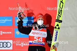 31.01.2021 Willingen, Germany (GER): Markus Eisenbichler (GER), podium - FIS world cup ski jumping men, individual HS147, Willingen (GER). www.nordicfocus.com. © Reichert/NordicFocus. Every downloaded picture is fee-liable.