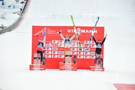 26.03.2021, Planica, Slovenia (SLO): Ryoyu Kobayashi (JPN), Karl Geiger (GER), Bor Pavlovcic (SLO), (l-r) - FIS world cup ski jumping men, individual HS240, Planica (SLO). www.nordicfocus.com. © Reichert/NordicFocus. Every downloaded picture is fee-liable.