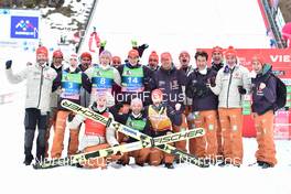 28.03.2021, Planica, Slovenia (SLO): Martin Hamann (GER), Severin Freund (GER), Constantin Schmid (GER), Karl Geiger (GER), Pius Paschke (GER), Markus Eisenbichler (GER), (l-r) - FIS world cup ski jumping men, individual HS240, Planica (SLO). www.nordicfocus.com. © Reichert/NordicFocus. Every downloaded picture is fee-liable.