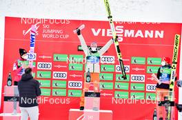 28.03.2021, Planica, Slovenia (SLO): Ryoyu Kobayashi (JPN), Karl Geiger (GER), Markus Eisenbichler (GER), (l-r) - FIS world cup ski jumping men, individual HS240, Planica (SLO). www.nordicfocus.com. © Reichert/NordicFocus. Every downloaded picture is fee-liable.