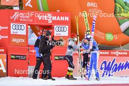 25.03.2021, Planica, Slovenia (SLO): Markus Eisenbichler (GER), Karl Geiger (GER), Ryoyu Kobayashi (JPN), (l-r)  - FIS world cup ski jumping men, individual HS240, Planica (SLO). www.nordicfocus.com. © Reichert/NordicFocus. Every downloaded picture is fee-liable.
