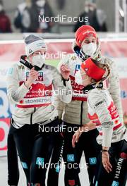 28.02.2021, Oberstdorf, Germany (GER): Anna Rupprecht (GER), Markus Eisenbichler (GER), Katharina Althaus (GER), (l-r)  - FIS nordic world ski championships ski jumping men, mixed team HS106, Oberstdorf (GER). www.nordicfocus.com. © Modica/NordicFocus. Every downloaded picture is fee-liable.