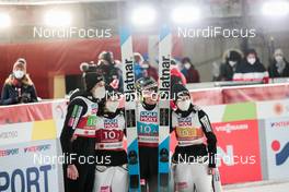 28.02.2021, Oberstdorf, Germany (GER): Bor Pavlovcic (SLO), Nika Kriznar (SLO), Anze Lanisek (SLO), Ema Klinec (SLO), (l-r)  - FIS nordic world ski championships ski jumping men, mixed team HS106, Oberstdorf (GER). www.nordicfocus.com. © Modica/NordicFocus. Every downloaded picture is fee-liable.