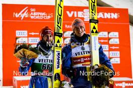 28.11.2021, Ruka, Finland (FIN): Markus Eisenbichler (GER), Karl Geiger (GER), (l-r) - FIS world cup ski jumping men, individual HS142, Ruka (FIN). www.nordicfocus.com. © Thibaut/NordicFocus. Every downloaded picture is fee-liable.