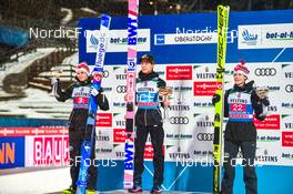 29.12.2021, Oberstdorf, Germany (GER): Halvor Egner Granerud (NOR), Ryoyu Kobayashi (JPN), Robert Johansson (NOR), (l-r) - FIS world cup ski jumping men, four hills tournament, individual HS137, Oberstdorf (GER). www.nordicfocus.com. © Reichert/NordicFocus. Every downloaded picture is fee-liable.