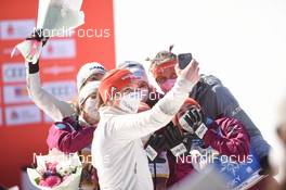 28.03.2021, Chaikovsky, Russia (RUS): Anna Rupprecht (GER), Juliane Seyfarth (GER), Luisa Goerlich (GER), Katharina Althaus (GER)(L_R) - FIS world cup ski jumping women,team  HS102, Chaikovsky (RUS). www.nordicfocus.com. © Tumashov/NordicFocus. Every downloaded picture is fee-liable.