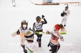 28.03.2021, Chaikovsky, Russia (RUS): Anna Rupprecht (GER), Luisa Goerlich (GER), Juliane Seyfarth (GER), Katharina Althaus (GER), (l-r) - FIS world cup ski jumping women, team HS102, Chaikovsky (RUS). www.nordicfocus.com. © Tumashov/NordicFocus. Every downloaded picture is fee-liable.