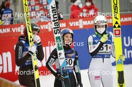 07.02.2021, Hinzenbach, Austria (AUT): Silje Opseth (NOR), Sara Takanashi (JPN), Nika Kriznar (SLO), (l-r), (l-r)  - FIS world cup ski jumping women, individual HS90, Hinzenbach (AUT). www.nordicfocus.com. © Modica/NordicFocus. Every downloaded picture is fee-liable.