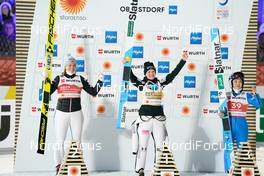 25.02.2021, Oberstdorf, Germany (GER): Maren Lundby (NOR), Ema Klinec (SLO), Sara Takanashi (JPN), (l-r) - FIS nordic world ski championships ski jumping women, individual HS106, Oberstdorf (GER). www.nordicfocus.com. © Thibaut/NordicFocus. Every downloaded picture is fee-liable.
