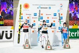 25.02.2021, Oberstdorf, Germany (GER): Maren Lundby (NOR), Ema Klinec (SLO), Sara Takanashi (JPN), (l-r) - FIS nordic world ski championships ski jumping women, individual HS106, Oberstdorf (GER). www.nordicfocus.com. © Thibaut/NordicFocus. Every downloaded picture is fee-liable.