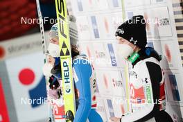 03.03.2021, Oberstdorf, Germany (GER): Sara Takanashi (JPN), Maren Lundby (NOR), Nika Kriznar (SLO) - FIS nordic world ski championships ski jumping women, individual HS137, Oberstdorf (GER). www.nordicfocus.com. © Modica/NordicFocus. Every downloaded picture is fee-liable.