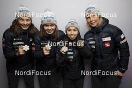 25.02.2021, Oberstdorf, Germany (GER): Silje Opseth (NOR), Anna Odine Stroem (NOR), Thea Minyan Bjoerseth (NOR), Maren Lundby (NOR), (l-r)  - FIS nordic world ski championships ski jumping women, medals, Oberstdorf (GER). www.nordicfocus.com. © Modica/NordicFocus. Every downloaded picture is fee-liable.