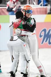 26.02.2021, Oberstdorf, Germany (GER): Chiara Hoelzl (AUT), Marita Kramer (AUT), (l-r)  - FIS nordic world ski championships ski jumping women, team HS106, Oberstdorf (GER). www.nordicfocus.com. © Modica/NordicFocus. Every downloaded picture is fee-liable.