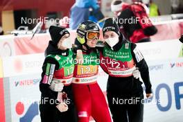 26.02.2021, Oberstdorf, Germany (GER): Spela Rogelj (SLO), Ursa Bogataj (SLO), Nika Kriznar (SLO), (l-r)  - FIS nordic world ski championships ski jumping women, team HS106, Oberstdorf (GER). www.nordicfocus.com. © Modica/NordicFocus. Every downloaded picture is fee-liable.