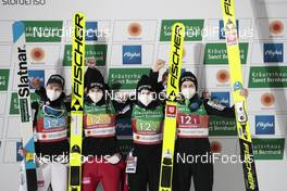 26.02.2021, Oberstdorf, Germany (GER): Ema Klinec (SLO), Ursa Bogataj (SLO), Spela Rogelj (SLO), Nika Kriznar (SLO), (l-r)  - FIS nordic world ski championships ski jumping women, team HS106, Oberstdorf (GER). www.nordicfocus.com. © Modica/NordicFocus. Every downloaded picture is fee-liable.