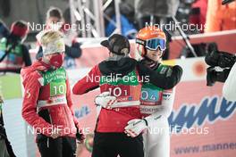 26.02.2021, Oberstdorf, Germany (GER): Chiara Hoelzl (AUT), Sophie Sorschag (AUT), Daniela Iraschko-Stolz (AUT), Marita Kramer (AUT), (l-r)  - FIS nordic world ski championships ski jumping women, team HS106, Oberstdorf (GER). www.nordicfocus.com. © Modica/NordicFocus. Every downloaded picture is fee-liable.