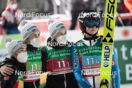 26.02.2021, Oberstdorf, Germany (GER): Silje Opseth (NOR), Anna Odine Stroem (NOR), Thea Minyan Bjoerseth (NOR), Maren Lundby (NOR), (l-r)  - FIS nordic world ski championships ski jumping women, team HS106, Oberstdorf (GER). www.nordicfocus.com. © Modica/NordicFocus. Every downloaded picture is fee-liable.