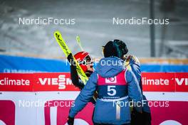 04.12.2021 Lillehammer, Norway (NOR): Katharina Althaus (GER), Luisa Goerlich (GER), Pauline Hessler (GER), (l-r)  - FIS world cup ski jumping women, individual HS98, Lillehammer (NOR). www.nordicfocus.com. © Modica/NordicFocus. Every downloaded picture is fee-liable.