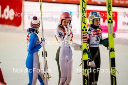10.12.2021, Klingenthal, Germany (GER): Silje Opseth (NOR), Marita Kramer (AUT), Ursa Bogataj (SLO), (l-r)  - FIS world cup ski jumping women, individual HS140, Klingenthal (GER). www.nordicfocus.com. © Thibaut/NordicFocus. Every downloaded picture is fee-liable.
