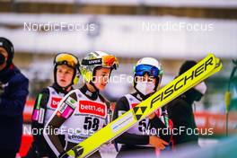 11.12.2021, Klingenthal, Germany (GER): Ursa Bogataj (SLO), Spela Rogelj (SLO), Ema Klinec (SLO), (l-r)  - FIS world cup ski jumping women, individual HS140, Klingenthal (GER). www.nordicfocus.com. © Thibaut/NordicFocus. Every downloaded picture is fee-liable.