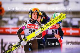 11.12.2021, Klingenthal, Germany (GER): Ursa Bogataj (SLO), Spela Rogelj (SLO), Ema Klinec (SLO), (l-r)  - FIS world cup ski jumping women, individual HS140, Klingenthal (GER). www.nordicfocus.com. © Thibaut/NordicFocus. Every downloaded picture is fee-liable.