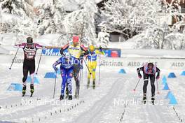 24.01.2021, Toblach-Cortina, Italy (ITA): Morten Eide Pedersen (NOR), Ermil Vokuev (RUS), Oskar Kardin (NOR), Stian Berg (NOR), group l-r - Visma Ski Classics, Toblach-Cortina (ITA). www.nordicfocus.com. © Reichert/NordicFocus. Every downloaded picture is fee-liable.