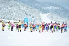24.01.2021, Toblach-Cortina, Italy (ITA): Lina Korsgren (SWE), Katerina Smutna (CZE), Jenny Larsson (SWE), Ida Dahl (SWE), Astrid Oeyre Slind (NOR), Hedda Baangman(SWE), group l-r - Visma Ski Classics, Toblach-Cortina (ITA). www.nordicfocus.com. © Reichert/NordicFocus. Every downloaded picture is fee-liable.