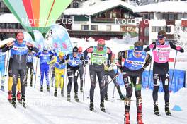 24.01.2021, Toblach-Cortina, Italy (ITA): Petter Eliassen (NOR), Andreas Holmberg (SWE), Anders Aukland (NOR), Stian Berg (NOR), Emil Persson (SWE), group l-r - Visma Ski Classics, Toblach-Cortina (ITA). www.nordicfocus.com. © Reichert/NordicFocus. Every downloaded picture is fee-liable.