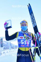 16.01.2021, St. Moritz, Switzerland (SUI): Jenny Larsson (SWE), podium, podium - Visma Ski Classics La Diagonela, St. Moritz (SUI). www.nordicfocus.com. © Reichert/NordicFocus. Every downloaded picture is fee-liable.