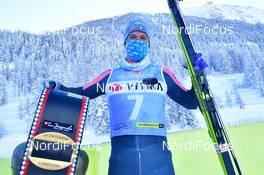 16.01.2021, St. Moritz, Switzerland (SUI): Oskar Kardin (NOR), podium - Visma Ski Classics La Diagonela, St. Moritz (SUI). www.nordicfocus.com. © Reichert/NordicFocus. Every downloaded picture is fee-liable.
