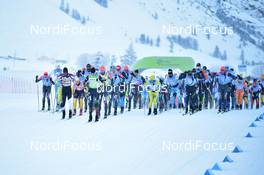 16.01.2021, St. Moritz, Switzerland (SUI): Morten Eide Pedersen (NOR), Stian Berg (NOR), Andreas Nygaard (NOR), Tord Asle Gjerdalen (NOR), Petter Eliassen (NOR), group - Visma Ski Classics La Diagonela, St. Moritz (SUI). www.nordicfocus.com. © Reichert/NordicFocus. Every downloaded picture is fee-liable.