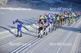 16.01.2021, St. Moritz, Switzerland (SUI): Alexey Dvoskin (RUS), Morten Eide Pedersen (NOR), Viktor Maenpaa (FIN), Niklas Henriksson (SWE), Stian Berg (NOR), group - Visma Ski Classics La Diagonela, St. Moritz (SUI). www.nordicfocus.com. © Reichert/NordicFocus. Every downloaded picture is fee-liable.
