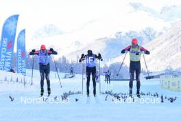 16.01.2021, St. Moritz, Switzerland (SUI): Petter Eliassen (NOR), Tord Asle Gjerdalen (NOR), Andreas Nygaard (NOR), group - Visma Ski Classics La Diagonela, St. Moritz (SUI). www.nordicfocus.com. © Reichert/NordicFocus. Every downloaded picture is fee-liable.