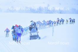 16.01.2021, St. Moritz, Switzerland (SUI): Maxim Vylegzanin (RUS), Joar Thele (NOR), group - Visma Ski Classics La Diagonela, St. Moritz (SUI). www.nordicfocus.com. © Reichert/NordicFocus. Every downloaded picture is fee-liable.