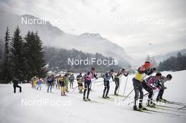 31.01.2021, Val di Fiemme, Italy (ITA): Emil Persson (SWE), Marcus Johansson (SWE), Stian Berg (NOR), (l-r)  - Visma Ski Classics Marcialonga, Val di Fiemme (ITA). www.nordicfocus.com. © Modica/NordicFocus. Every downloaded picture is fee-liable.