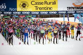 31.01.2021, Val di Fiemme, Italy (ITA): Emil Persson (SWE), Ermil Vokuev (RUS), Anders Aukland (NOR), Oskar Kardin (SWE), Stian Hoelgaard (NOR), Marcus Johansson (SWE), Tord Asle Gjerdalen (NOR), Morten Eide Pedersen (NOR), (l-r)  - Visma Ski Classics Marcialonga, Val di Fiemme (ITA). www.nordicfocus.com. © Modica/NordicFocus. Every downloaded picture is fee-liable.