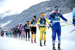 31.01.2021, Val di Fiemme, Italy (ITA): Tord Asle Gjerdalen (NOR), Max Novak (SWE), Stian Hoelgaard (NOR), Aleksandr Grebenko (RUS), (l-r)  - Visma Ski Classics Marcialonga, Val di Fiemme (ITA). www.nordicfocus.com. © Modica/NordicFocus. Every downloaded picture is fee-liable.