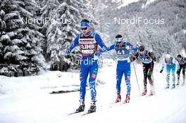 31.01.2021, Val di Fiemme, Italy (ITA): Ermil Vokuev (RUS), Maxim Vylegzhanin (RUS), (l-r)  - Visma Ski Classics Marcialonga, Val di Fiemme (ITA). www.nordicfocus.com. © Modica/NordicFocus. Every downloaded picture is fee-liable.