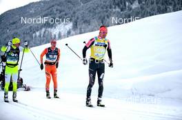 31.01.2021, Val di Fiemme, Italy (ITA): Riccardo Mich (ITA), Francesco Ferrari (ITA), Oskar Kardin (SWE), (l-r)  - Visma Ski Classics Marcialonga, Val di Fiemme (ITA). www.nordicfocus.com. © Modica/NordicFocus. Every downloaded picture is fee-liable.