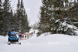21.03.2021, Valadalen, Sweden (SWE): Lina Korsgren (SWE), Britta Johansson Norgren (SWE), Katerina Smutna (CZE), Ida Dahl (SWE), Emilie Fleten (NOR), (l-r) - Visma Ski Classics, Valadalen (SWE). www.nordicfocus.com. © Visma Ski Classics /Magnus Oesth/NordicFocus. Every downloaded picture is fee-liable.