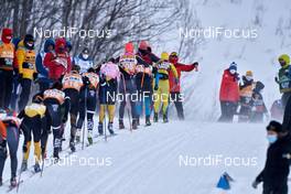 21.03.2021, Valadalen, Sweden (SWE): Emilie Fleten (NOR), Ida Dahl (SWE), Lina Korsgren (SWE), Britta Johansson Norgren (SWE), Katerina Smutna (CZE), (l-r) - Visma Ski Classics, Valadalen (SWE). www.nordicfocus.com. © Visma Ski Classics /Magnus Oesth/NordicFocus. Every downloaded picture is fee-liable.