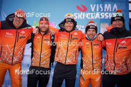 27.03.2021, Valadalen, Sweden (SWE): Event Feature: Team Sottozero Trentinoteam celebrates - Visma Ski Classics Arefjaellsloppet, Valadalen (SWE). www.nordicfocus.com. © Visma Ski Classics /Magnus Oesth/NordicFocus. Every downloaded picture is fee-liable.