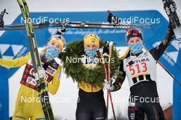 27.03.2021, Valadalen, Sweden (SWE): Emilie Fleten (NOR), Lina Korsgren (SWE), Thea Krokan Murud (NOR), (l-r) - Visma Ski Classics Arefjaellsloppet, Valadalen (SWE). www.nordicfocus.com. © Visma Ski Classics/Magnus Oesth/NordicFocus. Every downloaded picture is fee-liable.
