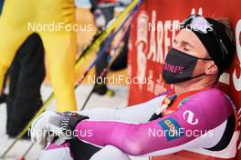 27.03.2021, Valadalen, Sweden (SWE): Event Feature: undefined athlete rests at the finish - Visma Ski Classics Arefjaellsloppet, Valadalen (SWE). www.nordicfocus.com. © Visma Ski Classics/Magnus Oesth/NordicFocus. Every downloaded picture is fee-liable.
